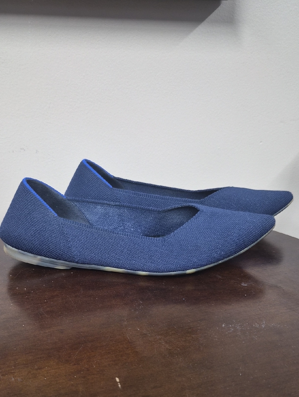 Rothy's Navy Pointed Knit Ballet Flats
